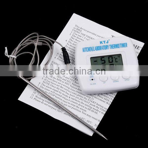 LCD Digital Timer Thermometer Alarm Cooking Kitchen BBQ Food White New