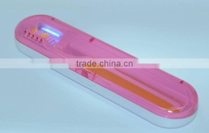 Portable personal uv toothbrush disinfector