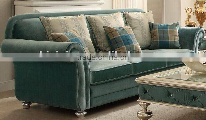 BISINI New Arrival European Style Living Room Sofa, Velvet Upholsteried Sofa Set, Sectional Leisure Furniture Sofa (BF01-X1194)