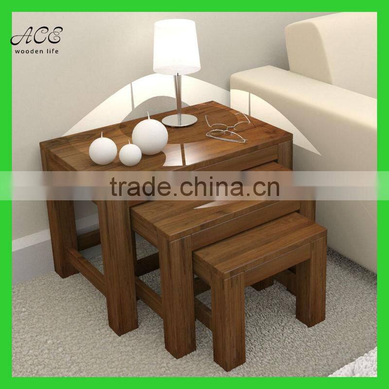 Modern Walnut Nest of Coffee Tables