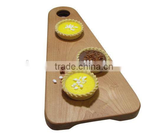 Wooden Serving Tray Wooden Fruit Tray Beech Dessert Plate Egg Tart Tray Tri-Angle Shape board with Hanging Hole