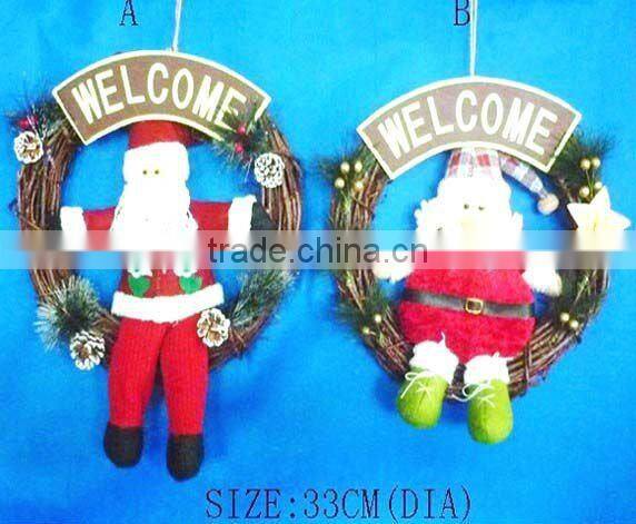 christmas wreath , christmas hanging decorate,Christmas wreath with sitting snowman