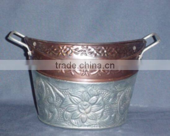 Galvanised Garden planter with Butterfly stamped design