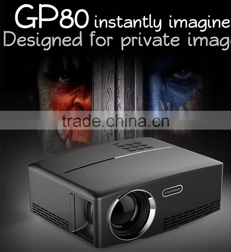 2017 newest design portable led projector 1800 lumens GP 80 led projector with home theater