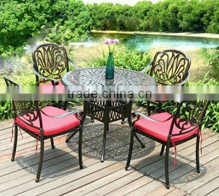 2017 hot selling cast aluminum patio furniture outdoor round table 4 seater chairs