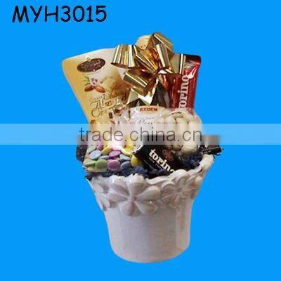 ceramic porcelain flower basket for wedding decoration