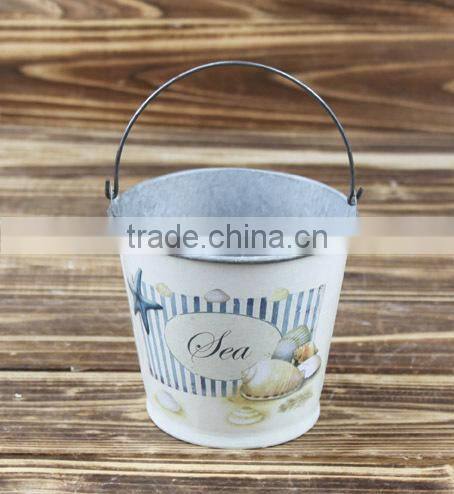 hot sales autumn sea design metal bucket for garden decoration