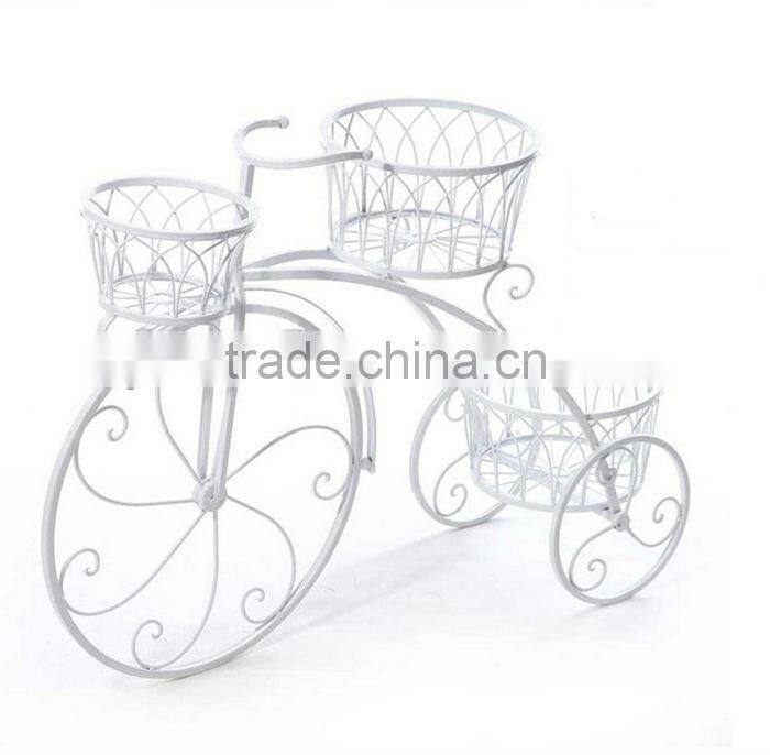 White metal craft bicycle flower stand with European style