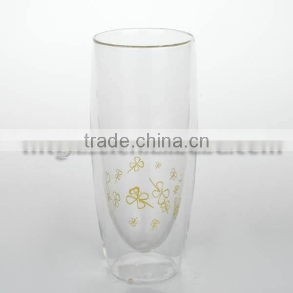 clear dubble wall wine drinking glass beer glass tall cup with logo