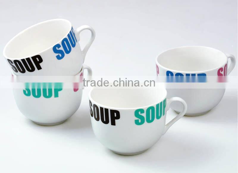 20OZ Colorful Ceramic Soup bowl with Handle