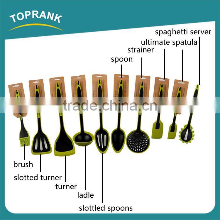 LFGB FDA approved 10pcs silicone kitchen utensil set different types heat resistant non-stick kitchen cooking gadget set