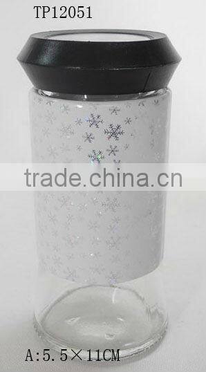 metal coating cylinder glass coffee jar with lid