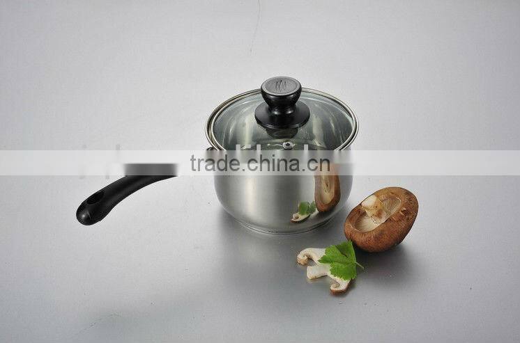 410 Stainless Steel milk Pot with glass lid