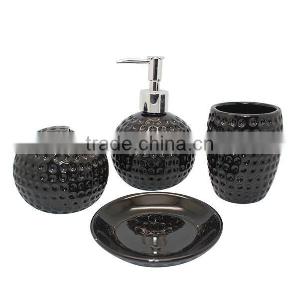 Novel and eco-friendly nature stone black bathroom accessories set toothbrush holder