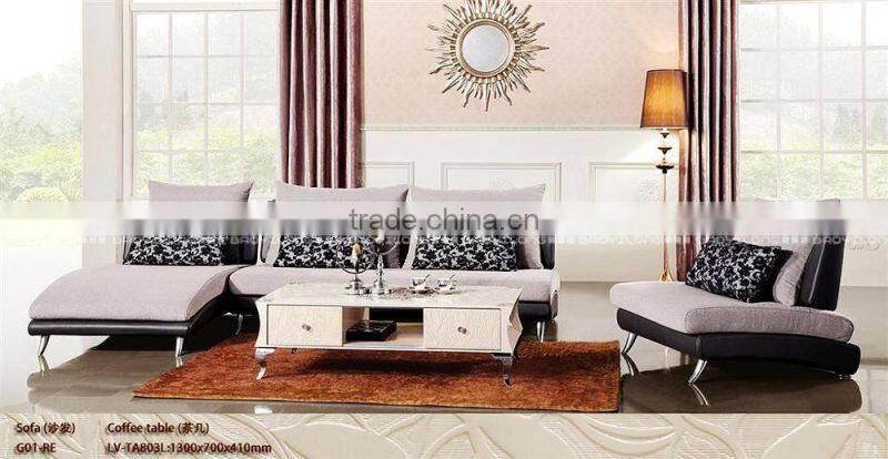 Elegant glass top coffee table with drawers LV-TA803L
