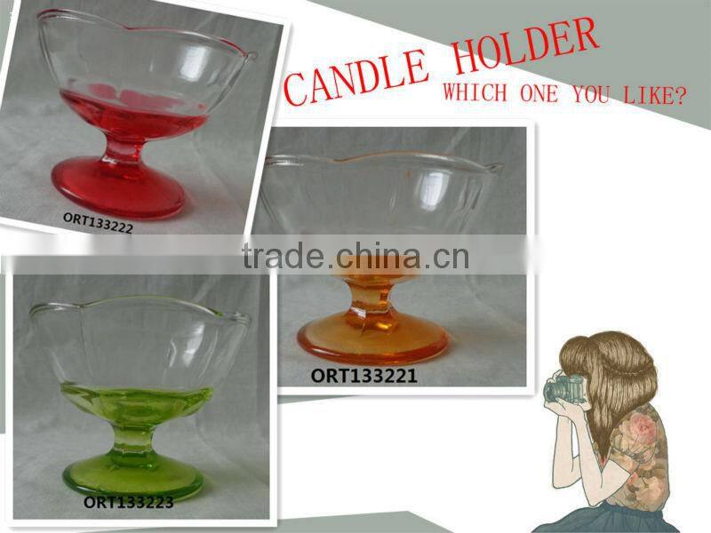 Glass candle holder with fabric cover