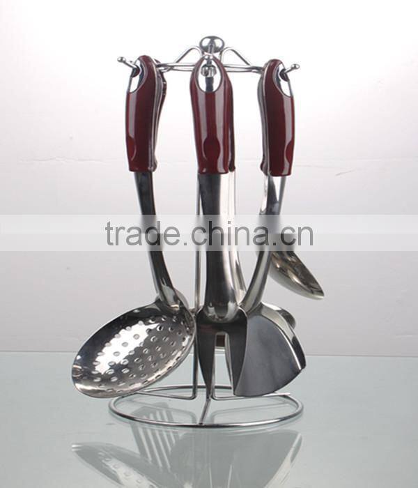 7pcs Stainless steel cookware set,S/S kitchenware set,Cooking spatula-spoon-meat fork-rack set