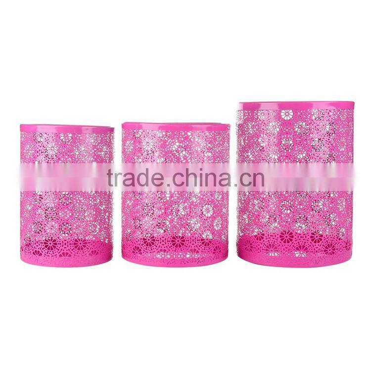 2016 fancy round shape wire mesh pink trash can