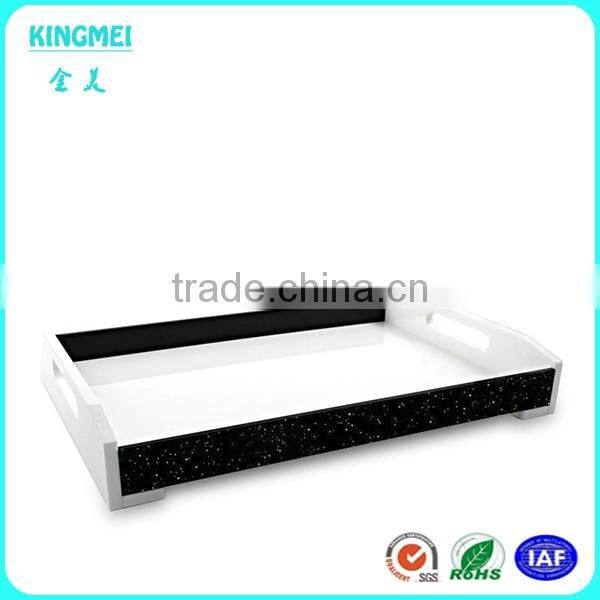 fashionable rectangle shape beautiful decorative acrylic serving trays with handle wholesale