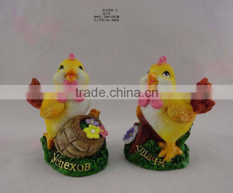 2017 new year souvenir animal statue resin chicken for home decoration