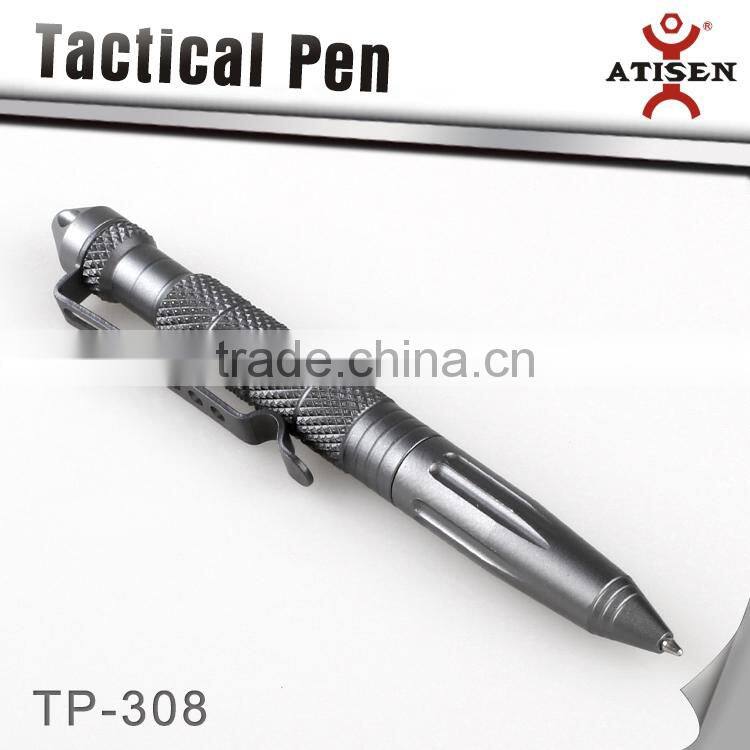 Grey Tactical ball point pen with glass breaker, self defense tool TP-308