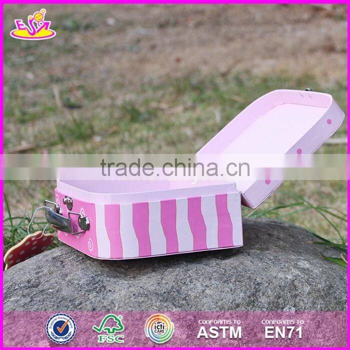 2017 Best sale lovely pink children wooden toy box for sale W08C171-S