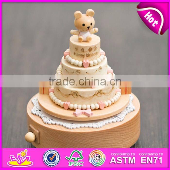 Customize cartoon gifts wooden happy birthday music box for children W07B055