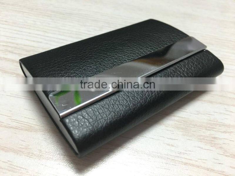 Double side PU leather&Metal business card holder /name card holder