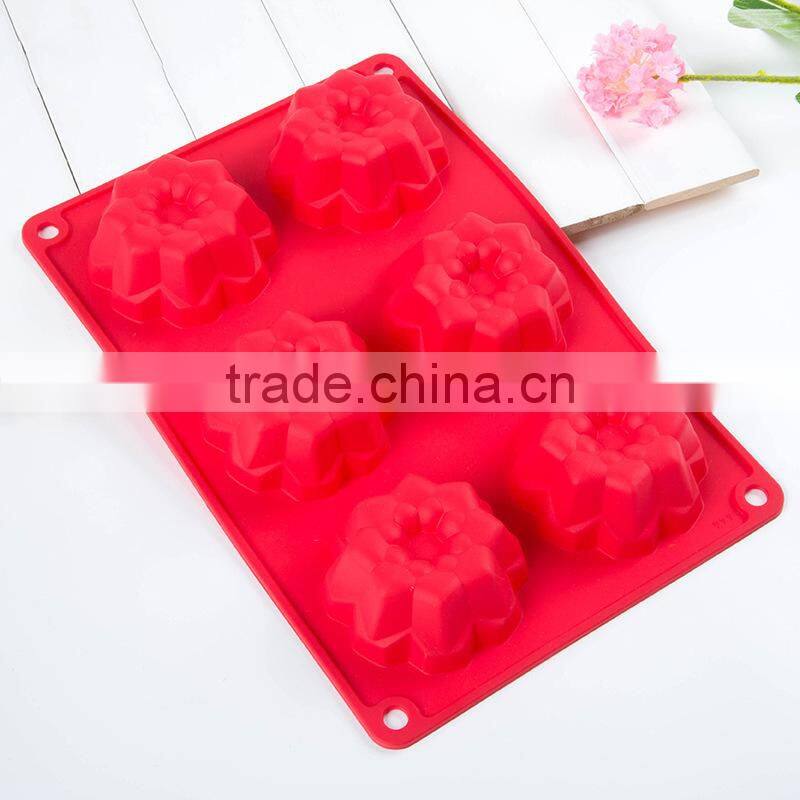Silicone Baking Mould Flower Daisy Shape Silicone Mould 6-Cavity Silicon Cake Baking Mould