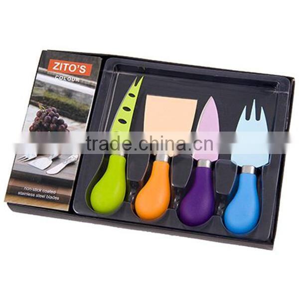 AM-7185 Colour cheese knife set with acrylic block