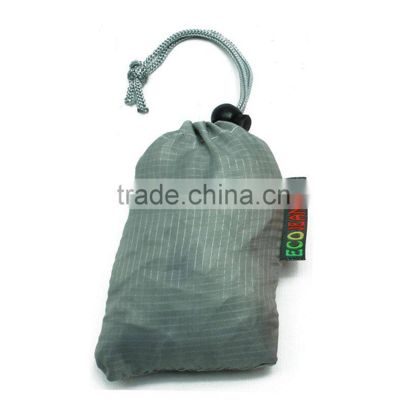 NEW Eco Friendly Ripstop Nylon Foldable Reusable Bag Grocery Shopping Tote Bag with velcro on the top of the handles