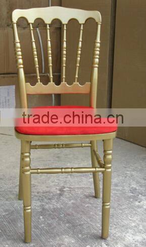 Wholesales golden Wedding Wood napoleon chair with velvet fabric cushions