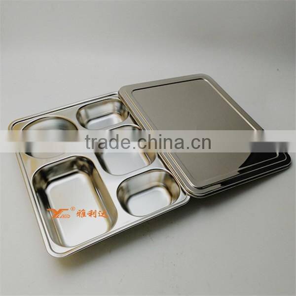 304 custom stainless steel bento lunch box 5 compartment take-out food container for picnic