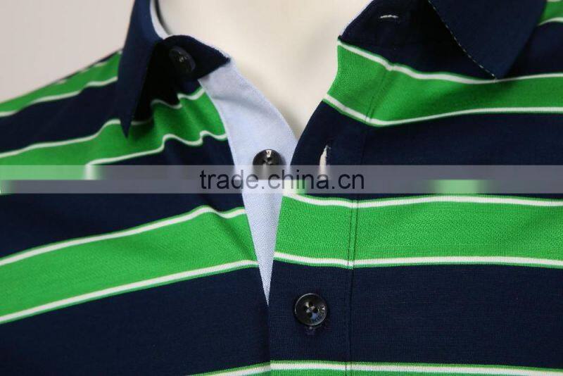 Men's 100%cotton stripe softtextile t shirt polo