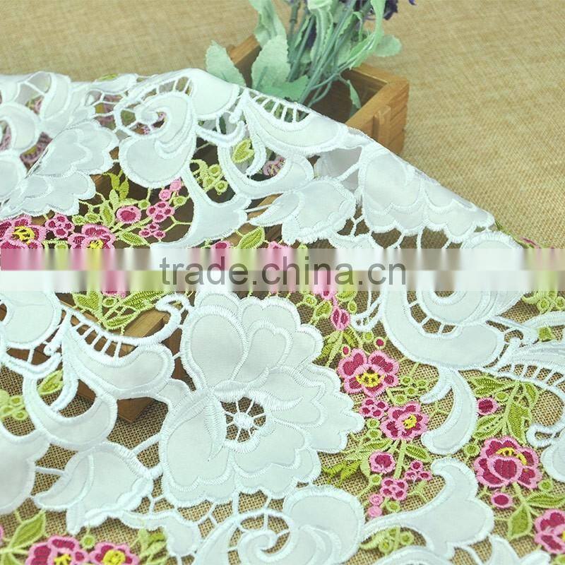 laser embroidered floral applique voile lace fabric