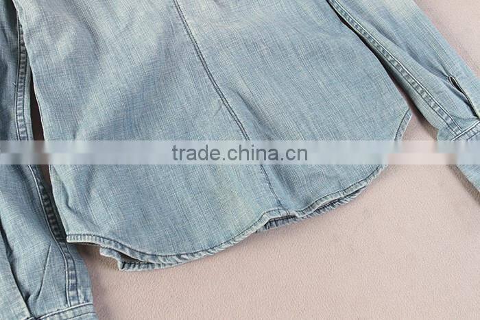 Women denim shirt/blouse, long sleeve shirt/blouse, Women vintage denim shirt/bouse, stone washed denim shirts/blouse