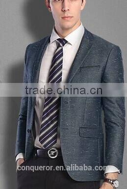 blue wool 'M Line' 2-Button Suit With Flat Front Pants (SHT1063)