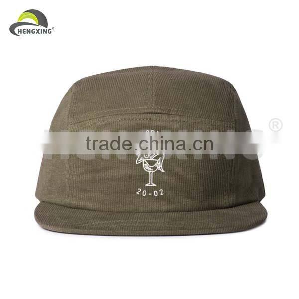 Navy corduroy 5 panel hat/embroidery hat