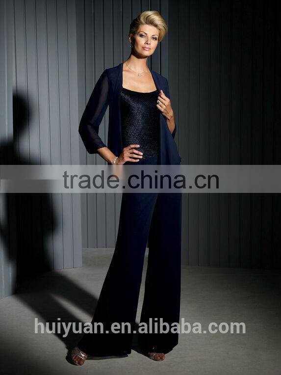 new designer long sleeve formal mother of the bride chiffon pant suits