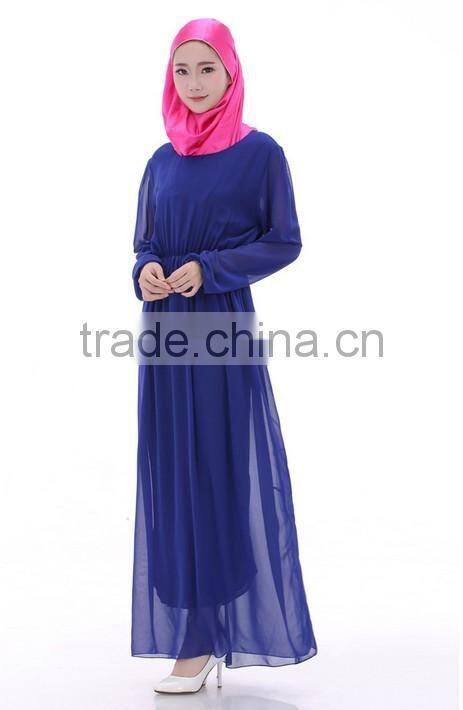 fashion summer long sleeve chiffon hijab muslim dress