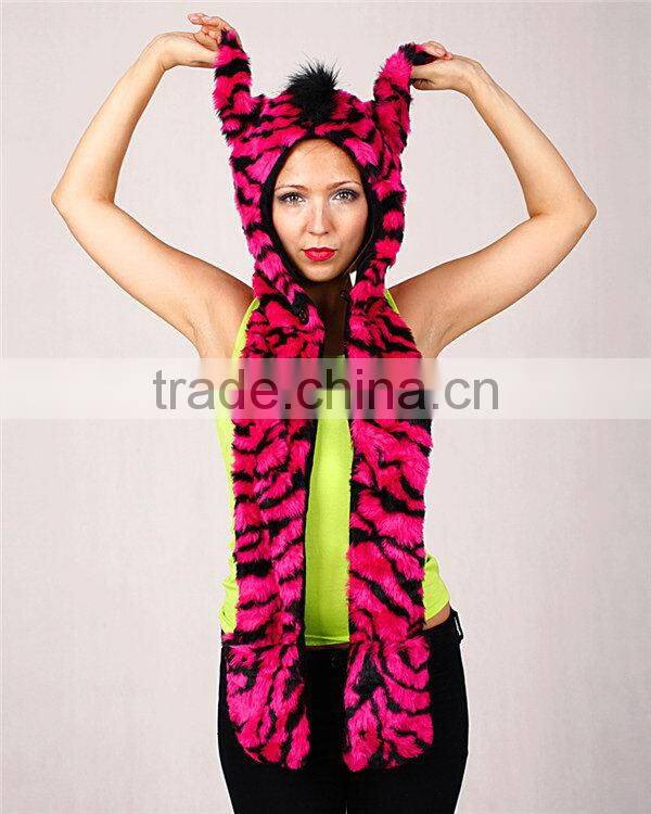 Excellent quality hot sale outdoor plush animal toy hood hats