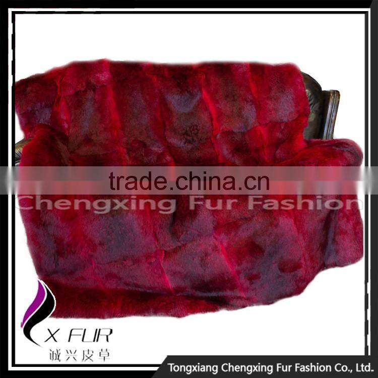 CX-D-08D Throw Single Side Fur Blanket Thick Real Rabbit Fur Blanket