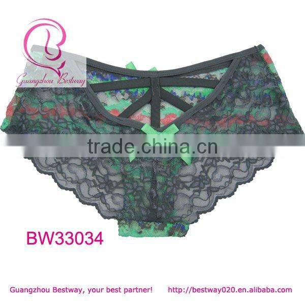 Sexy briefs full transparent lace colorful butterfly briefs
