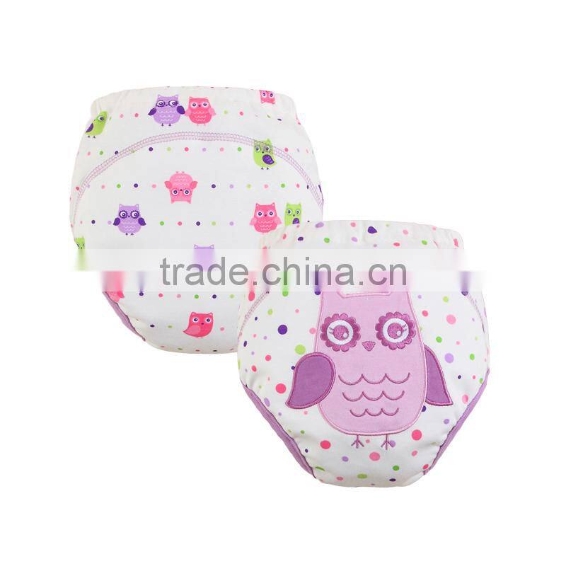 2014 baby wear 100 cotton embroider toddler potty training pants diaper