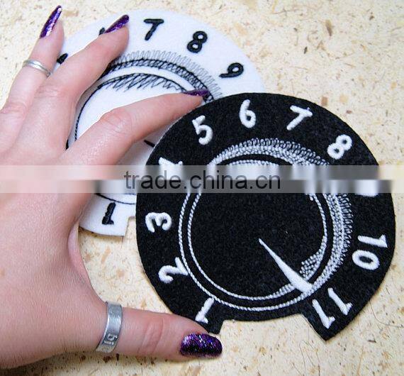 Custom high quality embroidered Personality clock patch for clothes embroidery patch made in china choose size/color