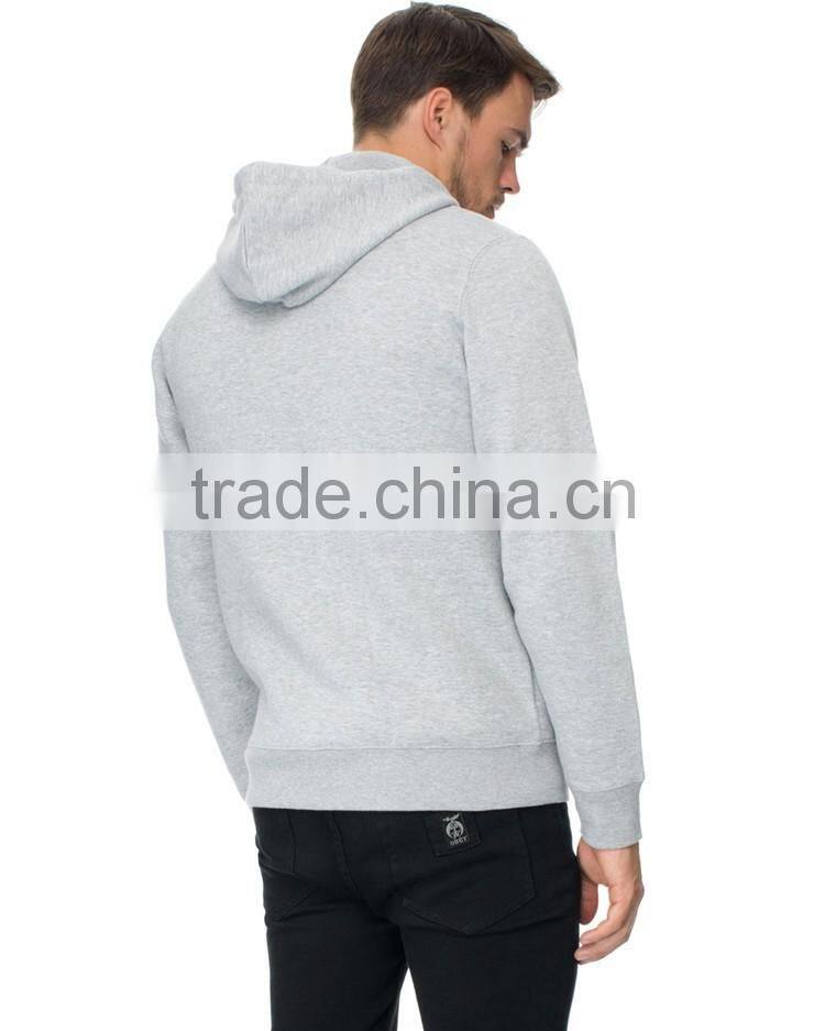 Men's cheap plain grey 100 polyester hooded sweatshirt