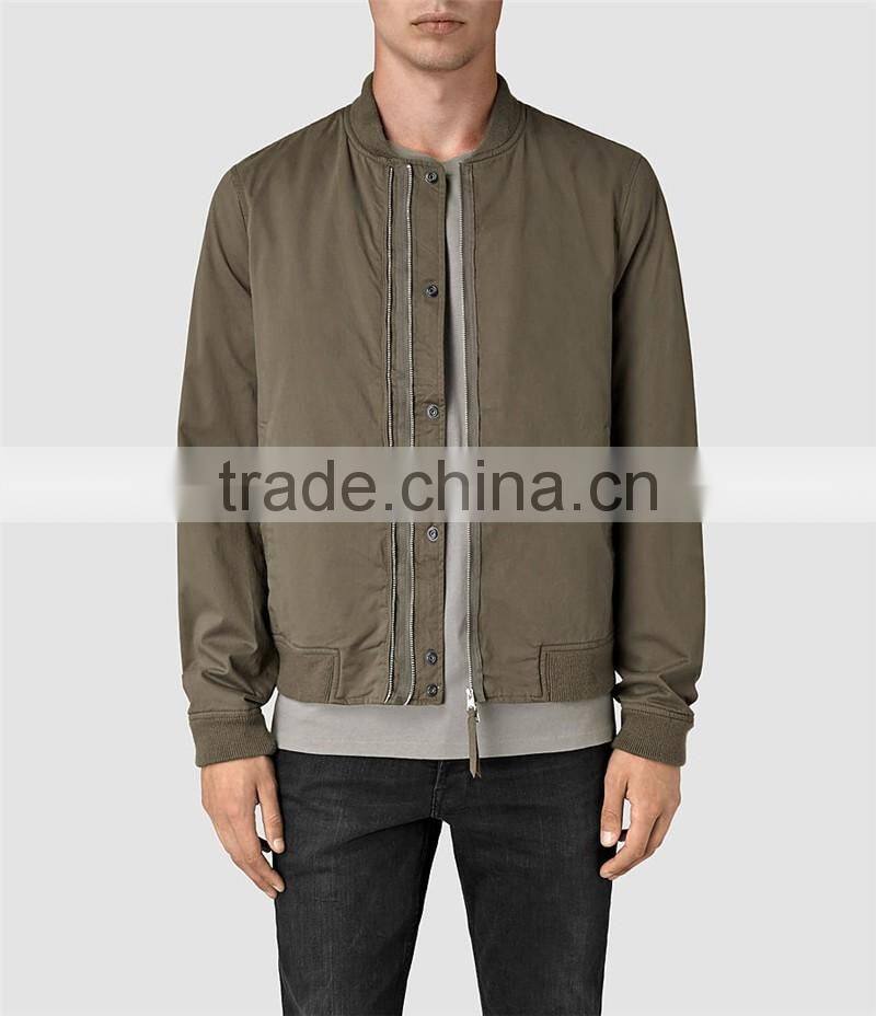 MGOO Customized 100% Cotton Mens Jackets Baseball Style Bomber Jackets Zip Up Long Sleeves Mens Tops