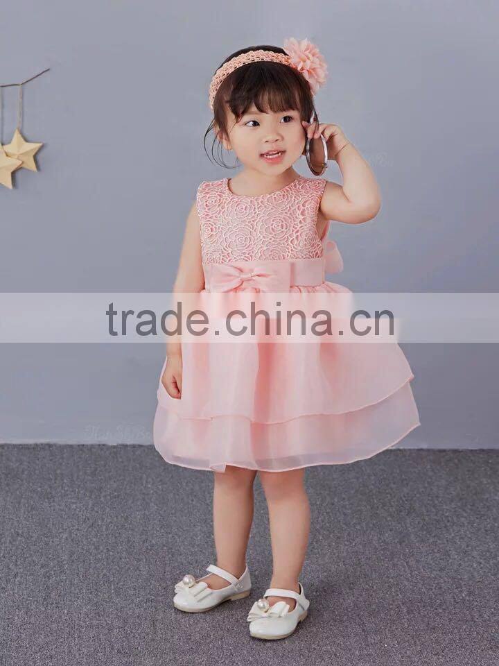 Hot Summer Kids Girls Tutu Dress Baby Girl Bowknot Pink Princess Dress Hollow Birthday Party dresses first Communion dress 1-5 Y