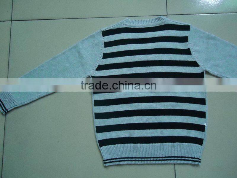 v-neck pure cotton knitting back stripe boys argyle sweater