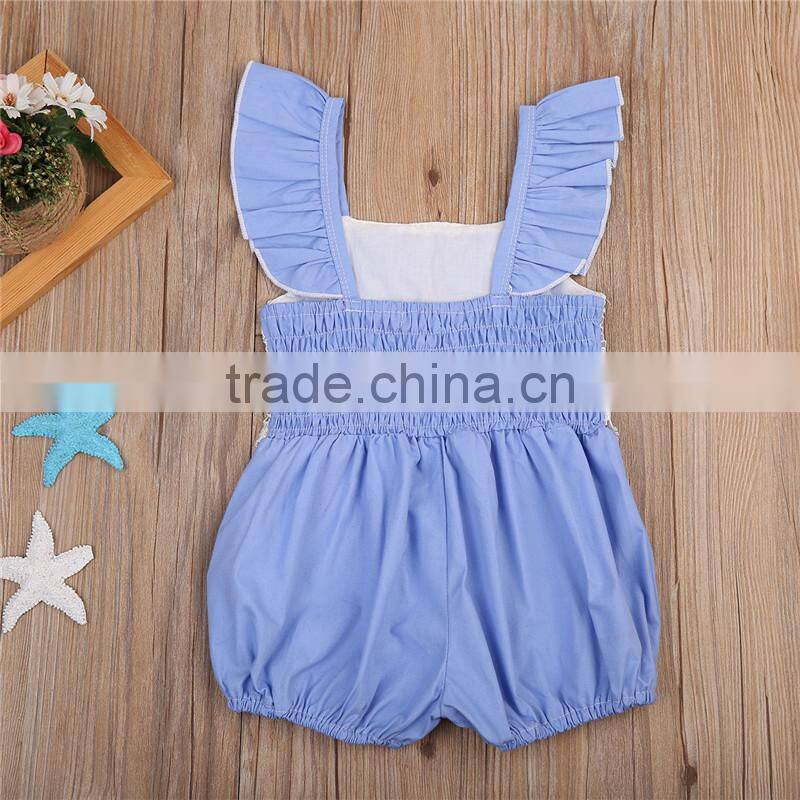 Summer Baby Girls Romper Flutter Sleeve Lace Romper Wholesale 2017 Kids Clothes Outfit 0-24M